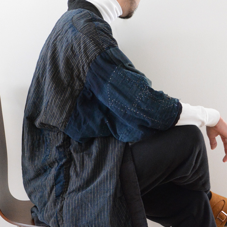 刺し子の入った藍染襤褸野良着 | Sashiko Boro Noragi