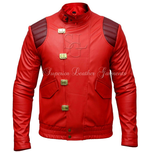 羊革・襟ベルト付き羊革ライダースジャケット(赤) Sheep Leather