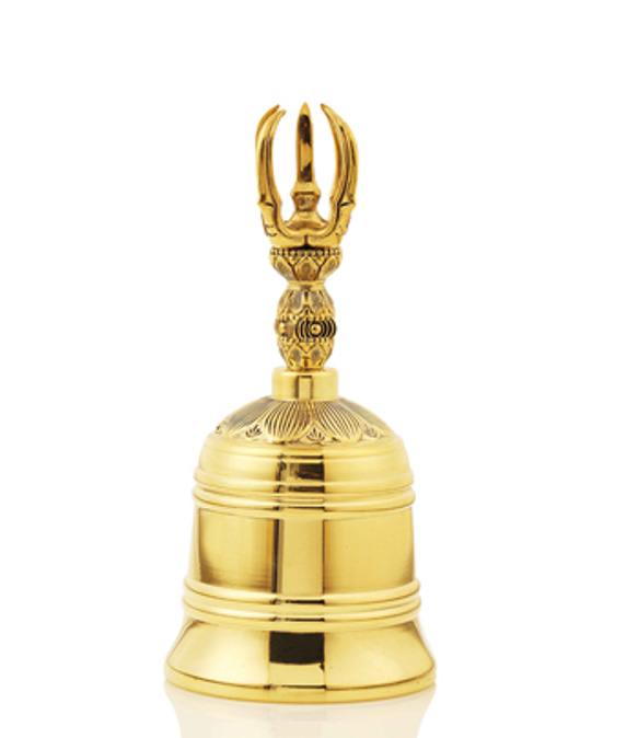 密教法具 真言宗 五鈷金剛鈴 鐘 寺院用仏具 真鍮製 17cm その他置物