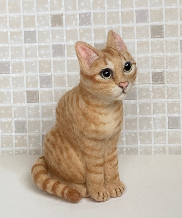 サンプルページ Mサイズ植毛なし 茶トラ 猫 羊毛フェルト 展示にサイズ