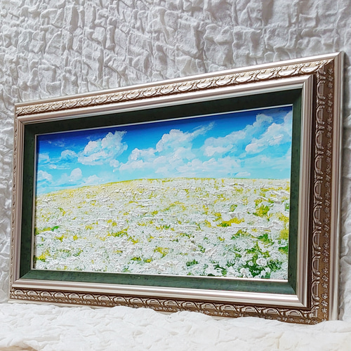 油絵 絵画 【白いお花畑】 絵画 HR 通販 14136898｜Creema(クリーマ