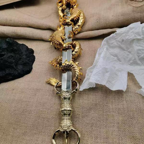 密教法器 倶利伽羅剣 仏教法具 弘法大師 真鍮製vajra52cm その他アート