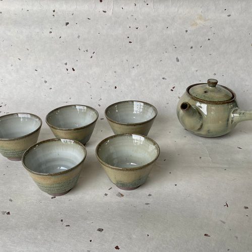急須・湯呑セット(茶器セット) 茶漉し付き (桐箱オプション有り
