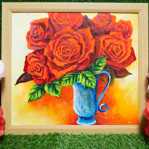 油絵 絵画【薔薇】 絵画 HR 通販 16413910｜Creema(クリーマ