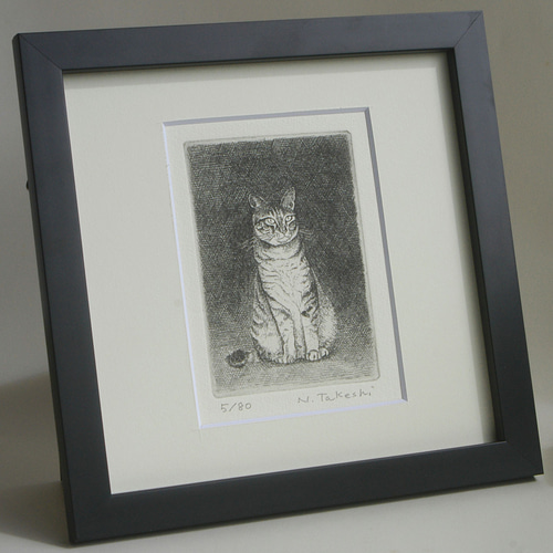 猫・2014/銅版画(額カラー・黒/あり） 版画 Atelie Gray 通販 16667480