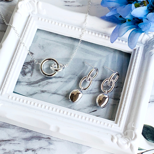 Silver925 ダブルリングネックレス シルバーアクセサリー スターリング