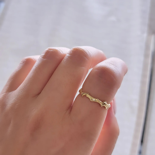 18金 珊瑚のリング】 k18 18k 珊瑚アクセサリー シンプルリング