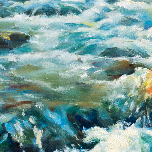 紅葉舞う奥入瀬】油絵原画 F6サイズ 一点物 豪華プレゼント付き 絵画