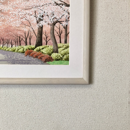 桜の小径」透明水彩画 原画 風景画 額縁付 F6サイズ 絵画 Oni 通販