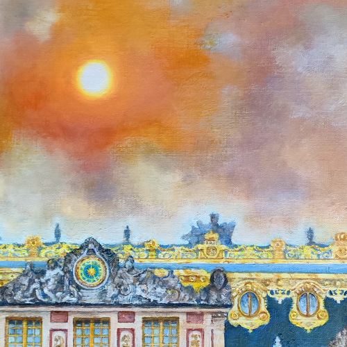 一点物】『 太陽の宮殿 』油絵 F60号キャンバス 油彩 油画 インテリア