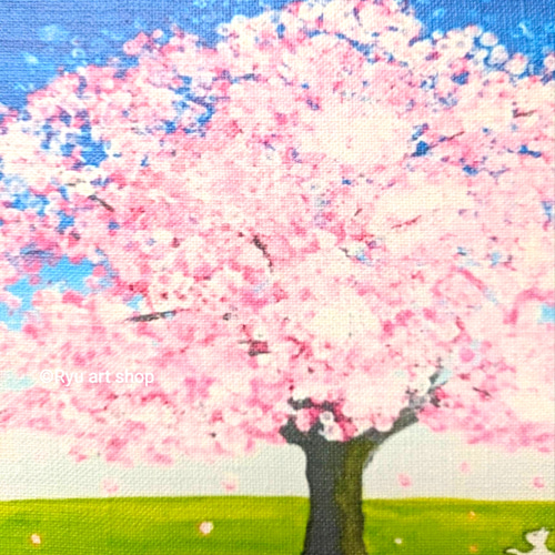 春だ』 キャンバスプリント 桜 春 猫 絵 イラスト 絵画 アクリル画