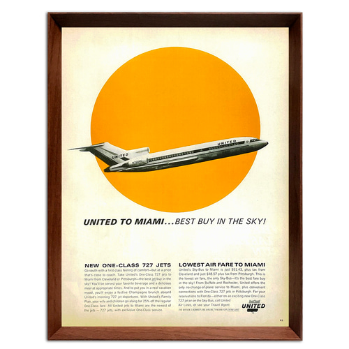 ユナイテッド航空 1960年代 アメリカ 雑誌 ヴィンテージ 広告 額付