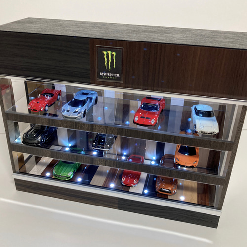 1/64展示可・ランダム木・3層式ディスプレーBOX / LED20灯