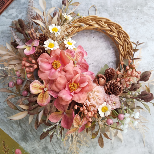 Lune Bonheur＜jardin d'automne＞＊秋フラワーリース＊玄関リース