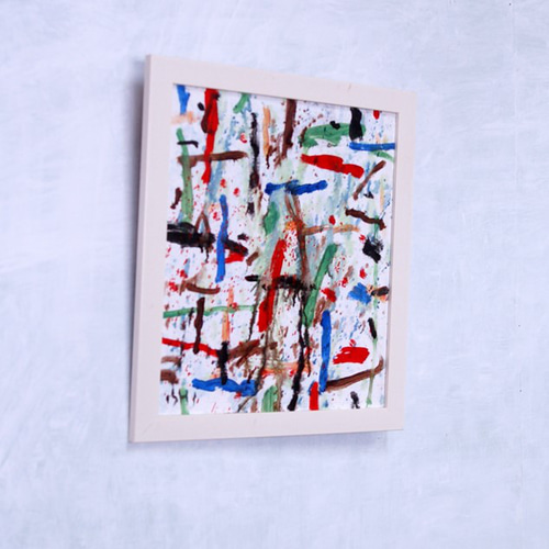 抽象画 現代アート 「彩-49」 色紙に油彩の抽象画 その他インテリア