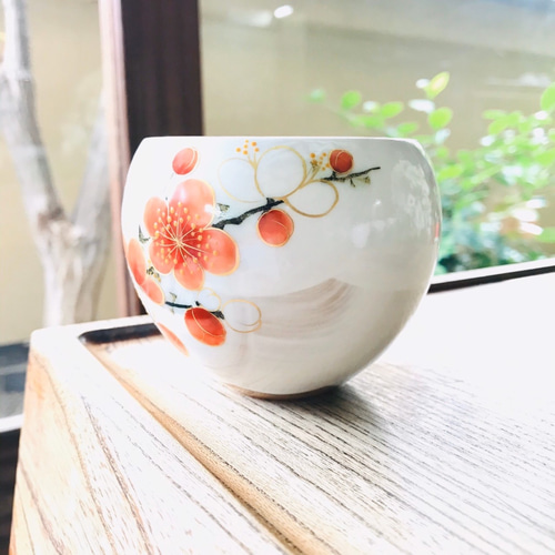 京焼・清水焼 陶あん】玉湯呑み 紅白梅 湯呑み 京焼・清水焼窯元 陶