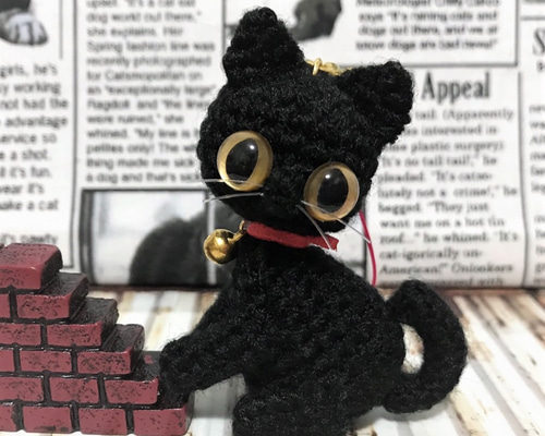 黒猫ストラップ*あみぐるみ♡キーホルダー・ストラップ・ボール