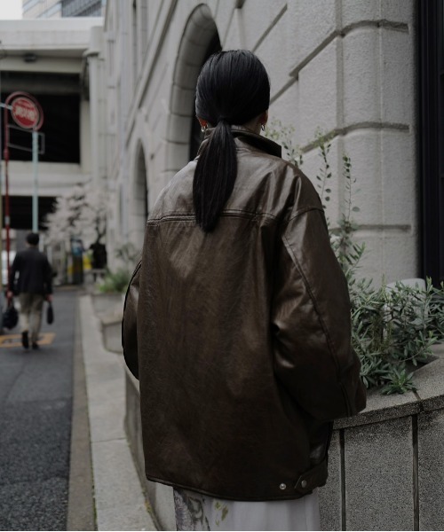 Ameri（アメリ）の「PASTING LIKE SYNTHETIC LEATHER JACKET（その他