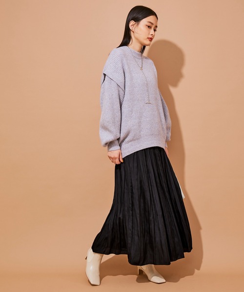 アウトレット店舗・WEB限定】サテンプリーツロングスカート（スカート