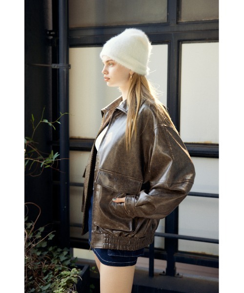 SLY（スライ）の「FAUX LEATHER ZIP UP BZ フォー レザー ジップアップ