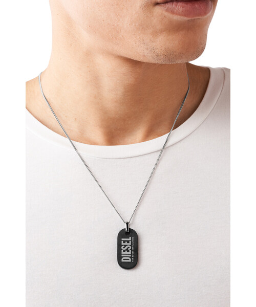 DIESEL メンズ ネックレス ドッグタグ ロゴ DX134900DJW（ネックレス