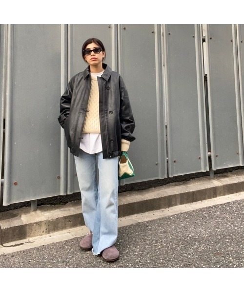 BLACK BY MOUSSY（ブラックバイマウジー）の「fake leather jacket