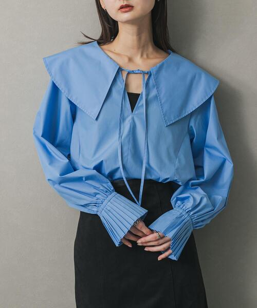 セール】ビッグカラーカフスプリーツブラウス（シャツ/ブラウス