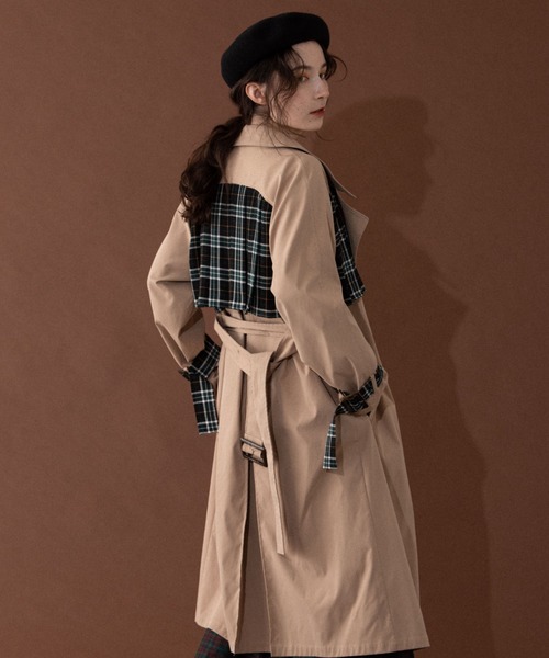 idem（イデム）の「zephyr trench coat/チェックプリーツトレンチ