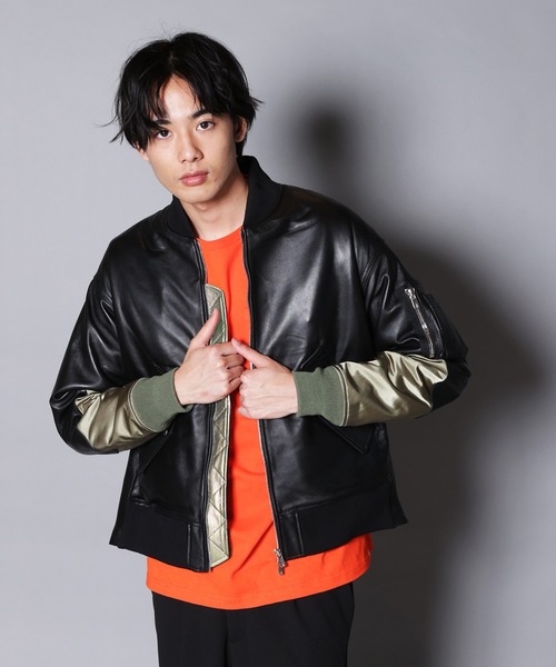 JACKROSE（ジャックローズ）の「JE ラムレザー切替中綿MA-1（MA-1