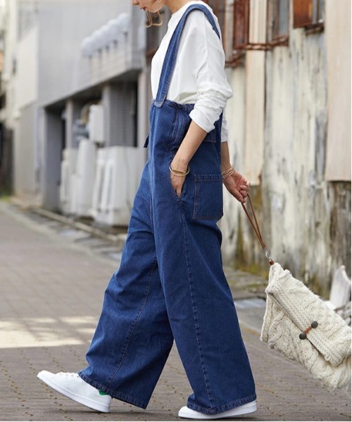 セール】アシンメトリーショルダーデニムサロペット（サロペット