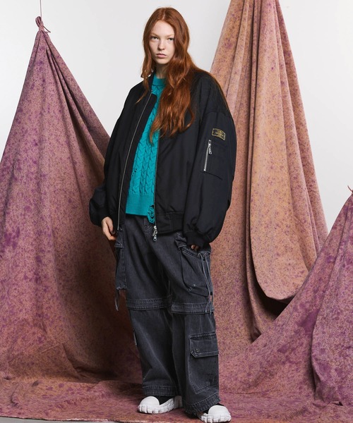 UNISEX》4 Colors Chambray Washable Wool Prime-Over MA-1 Bomber