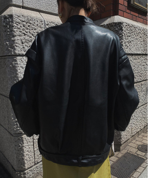 Ameri（アメリ）の「RETRO SYNTHETIC LEATHER JACKET（ライダース