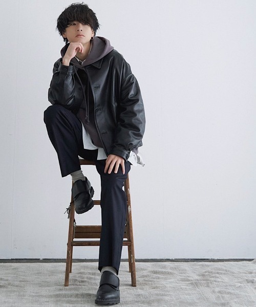 LIDNM（リドム）の「LEATHER SHORT BLOUSON（ブルゾン）」 - WEAR