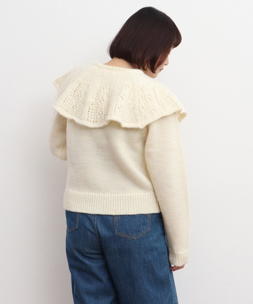 セール】1/3Wool 透かし編みケープ襟プルオーバー（ニット/セーター
