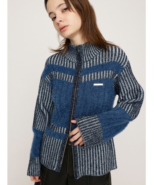 SLY（スライ）の「【2サイズ展開】SHAGGY MIX ZIP UP KNIT TOPS