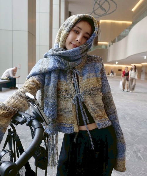 Ameri（アメリ）の「＜ZOZOTOWN限定＞2WAY MELANGE KNIT SCARF SET TOP