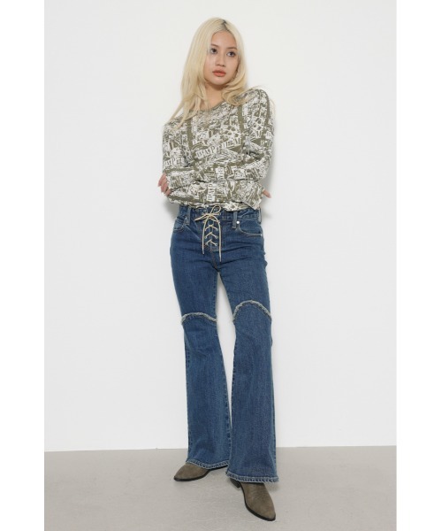 セール】FRONT LACE UP FLARE DENIM フレアデニム（デニムパンツ