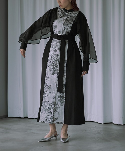 Ezick（エジック）の「Jacquard line シアースリーブシャツドレス