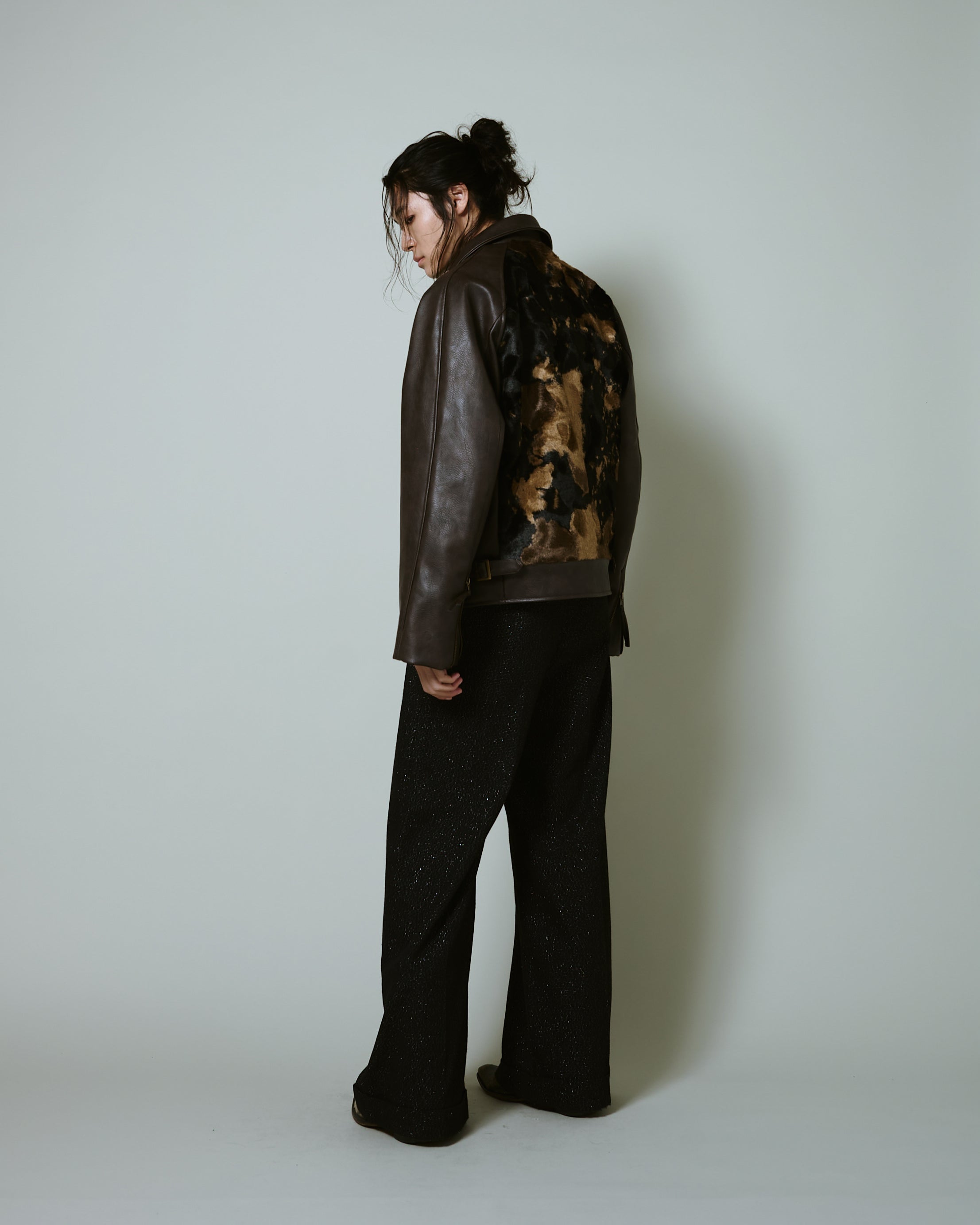 FAUX HAIRCALF LEATHER JACKET – CAMPHOR WOOD - OFFICIAL ONLINE
