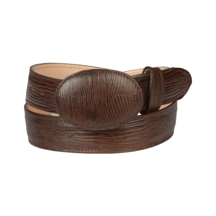 Brown Lizard Print Leather Belt | El General 44678