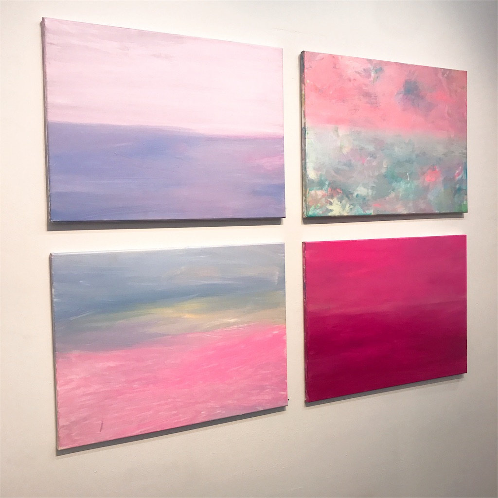 山崎美弥子さん絵画「OCEAN AND SKY」150×150 海と空に吸い込まれ