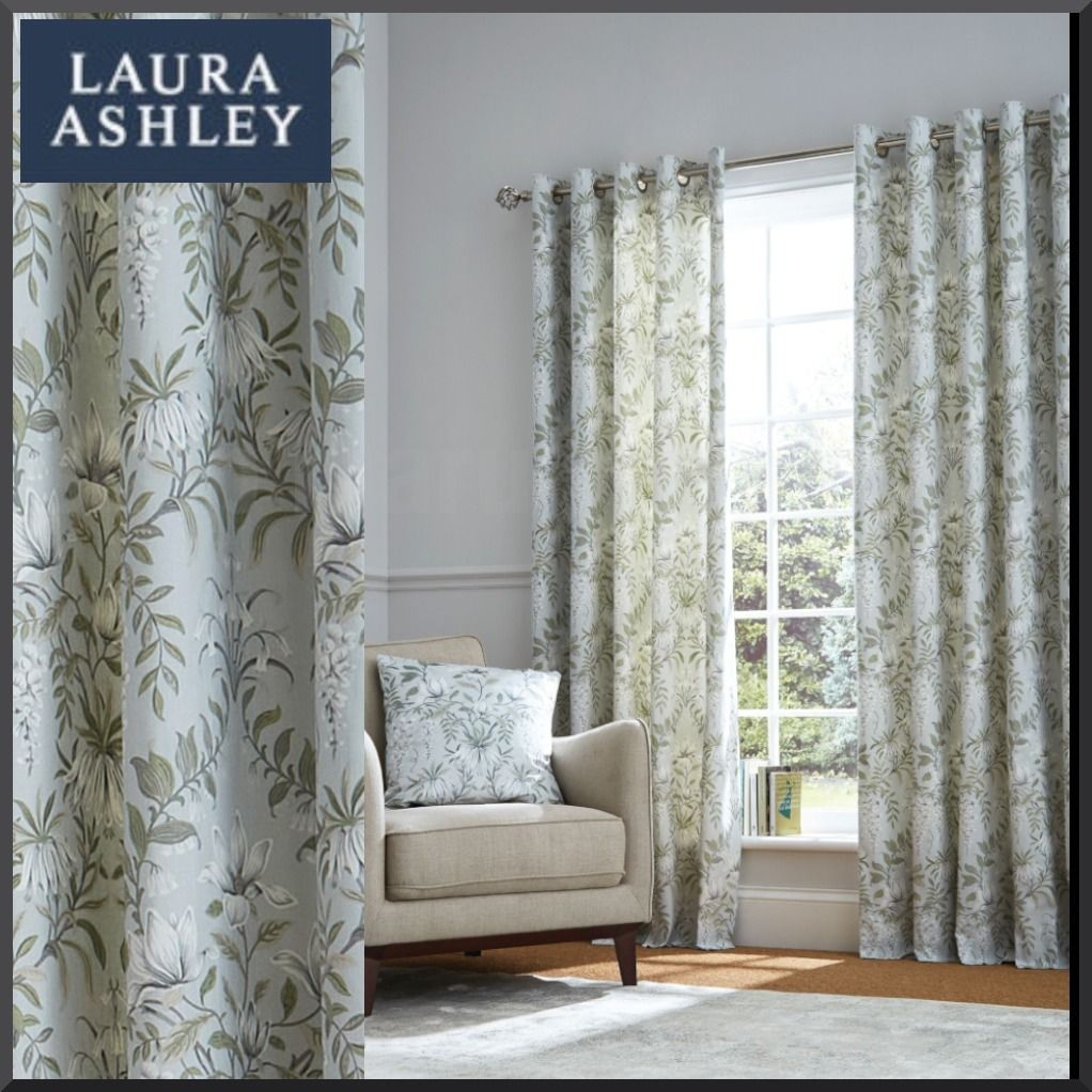 Laura Ashley◇Parterre アイレット カーテン花柄 W163×D183cm (Laura