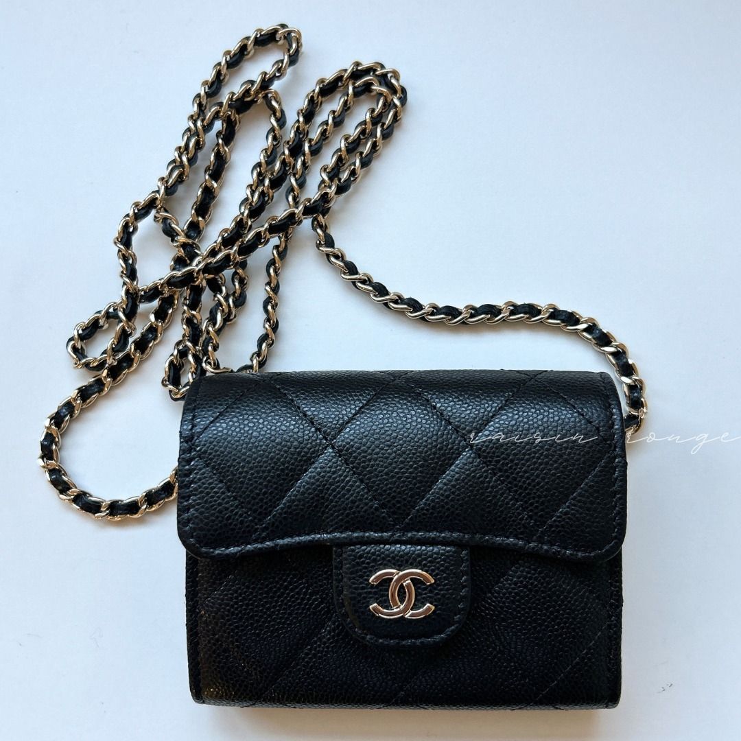 希少【CHANEL】チェーンウォレット ポーチ キャビアスキンAP0238