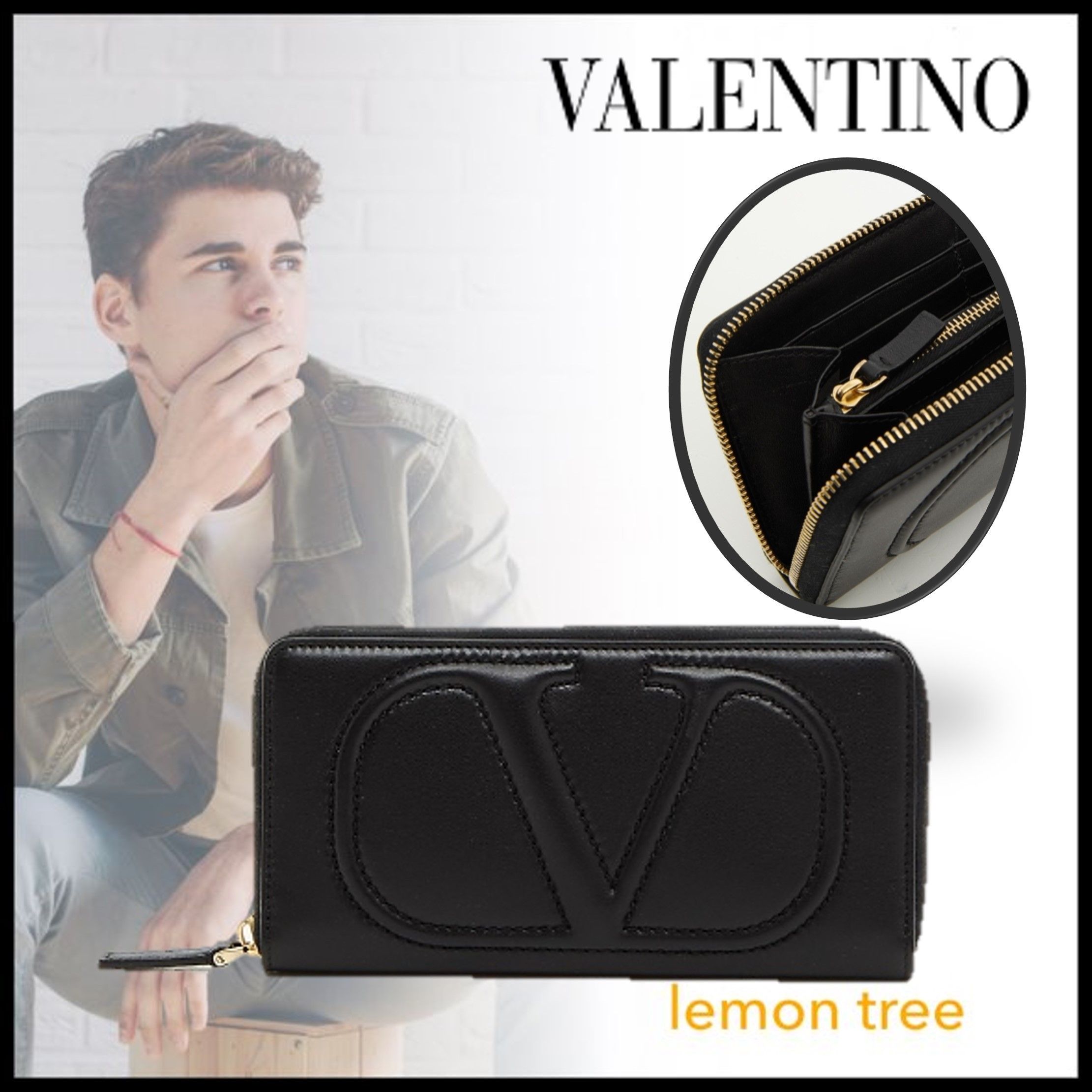 VALENTINO】Vロゴ 長財布 レザー ラウンドジップ (VALENTINO/長財布