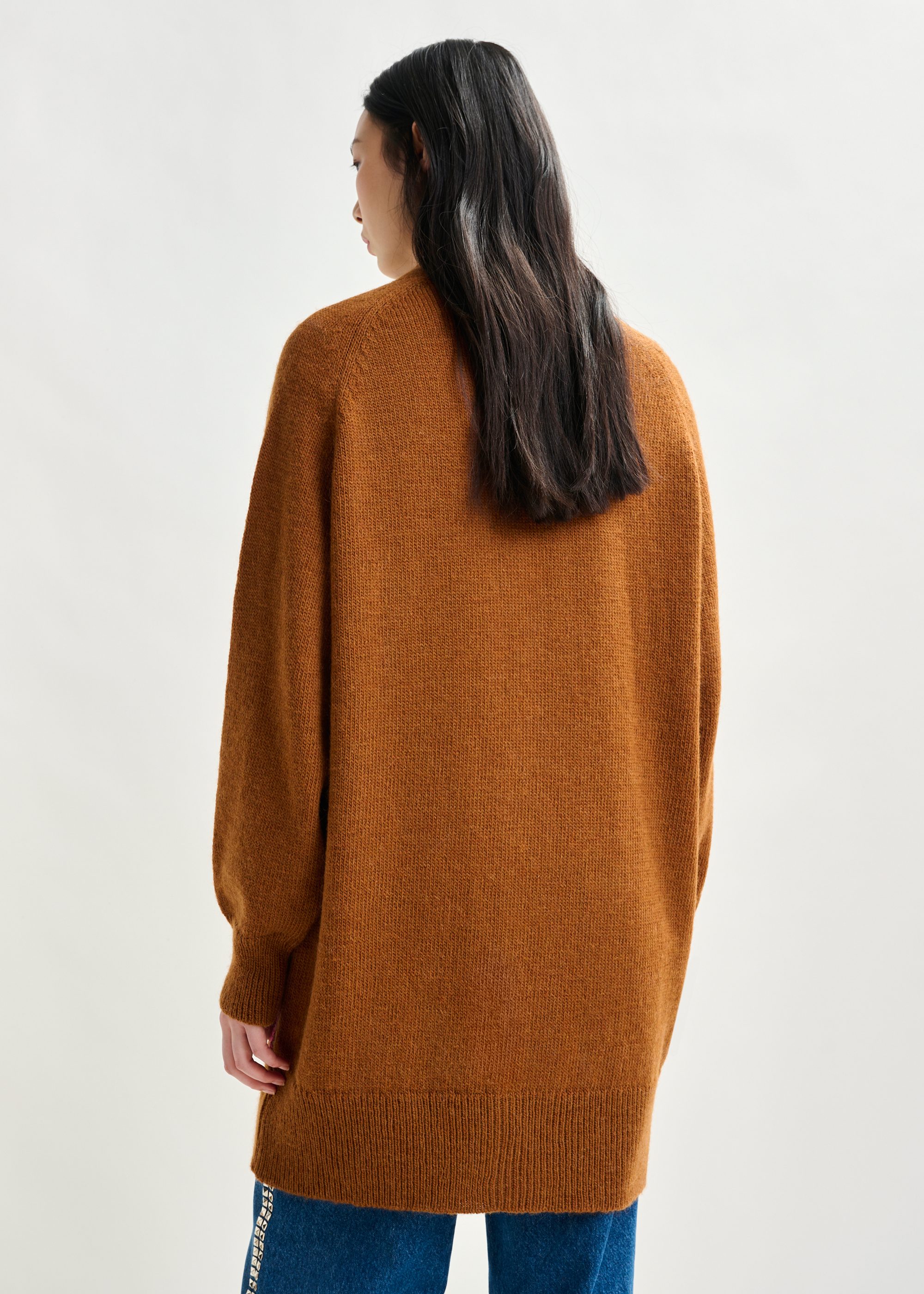 Brown, burgundy and mint argyle wool-blend cardigan | Essentiel