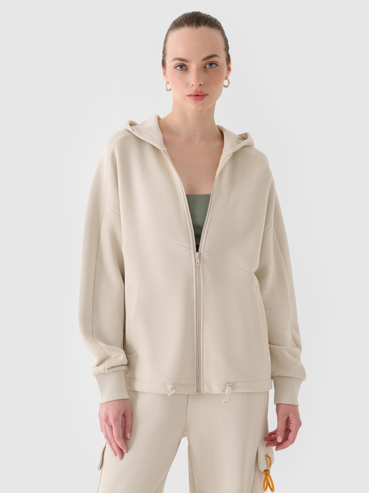 Women's zip-up hoodie - beige | 4F: Sportswear and shoes