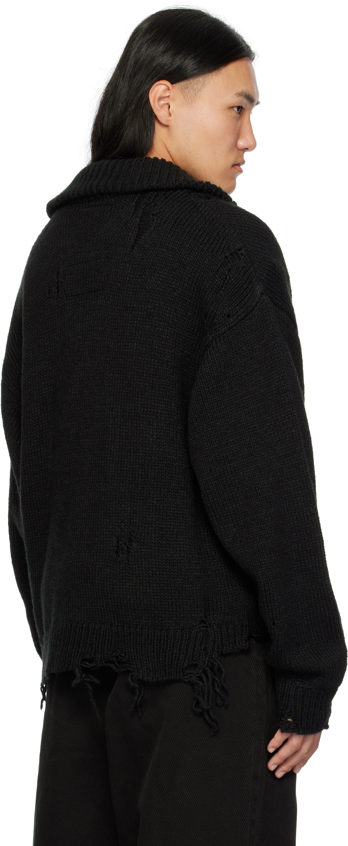 Maison MIHARA YASUHIRO Black Dinosaur Zip-Up Knit Cardigan Maison