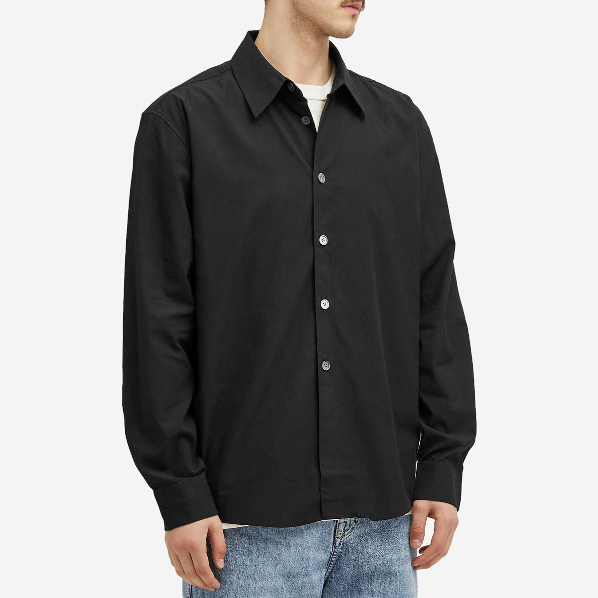 Our Legacy Men's Beyond Poplin Shirt in Black Liquid Poplin Our Legacy