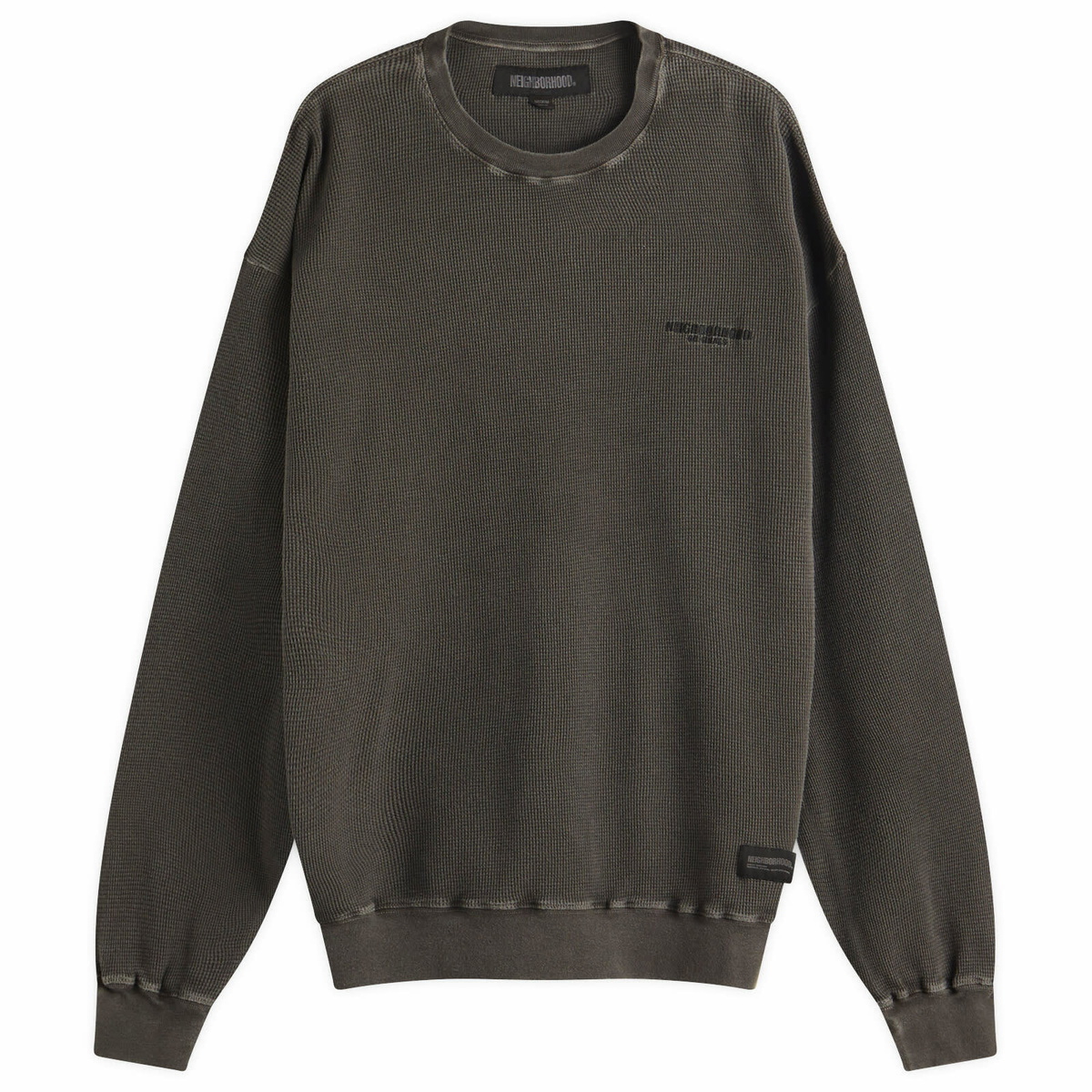 Neighborhood Men's Pigment Dyed Waffle Sweatshirt in Black