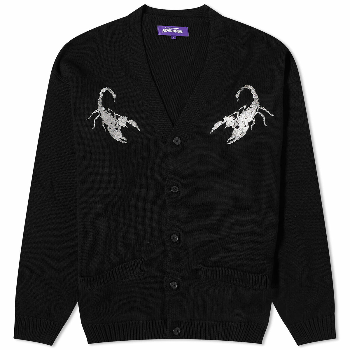 Fucking Awesome Men's Embroidered Scorpion Cardigan in Black